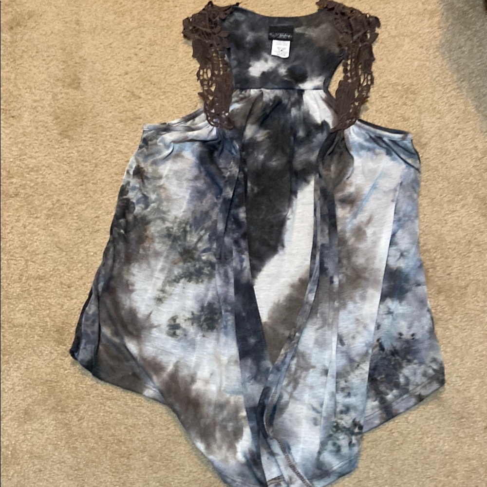 Day trip Tie-Dye Sleeveless Top with Crochet Detail